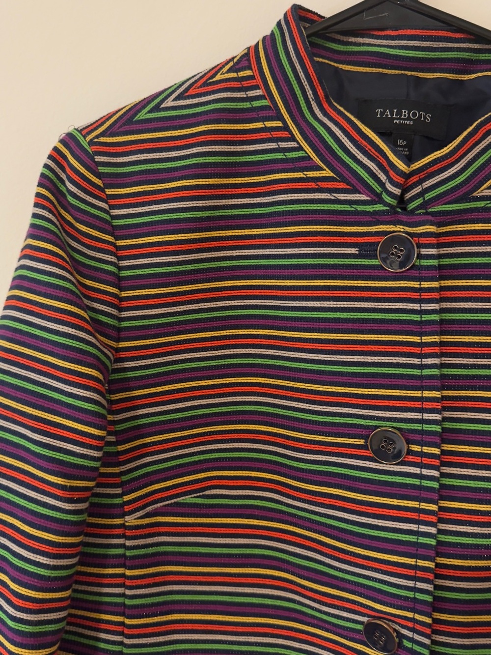Talbots Striped Multicolor Button-Front Jacket - Picture 4 of 8